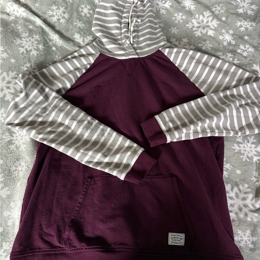 Orvis Purple and Gray Striped Hoodie